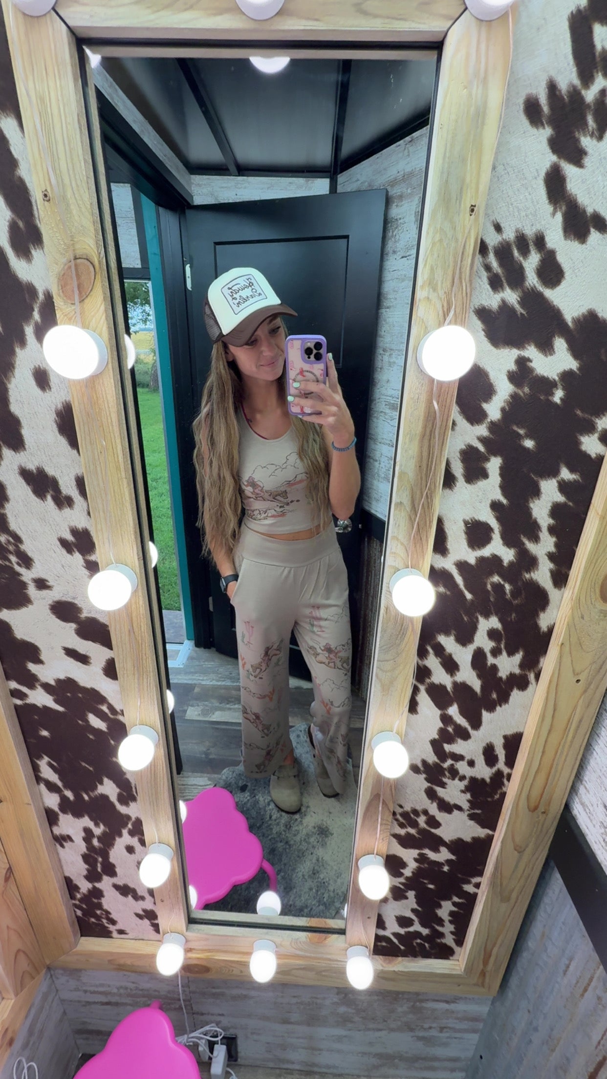 Cowgirl crop tank top and maximized pants set
