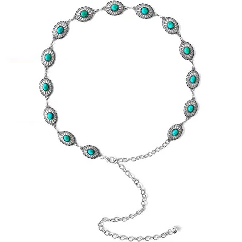 Vintage Bohemian Oval Turquoise Waist Chain