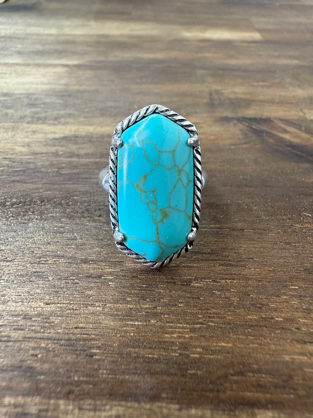 Adjustable Single Turquoise Stone Ring