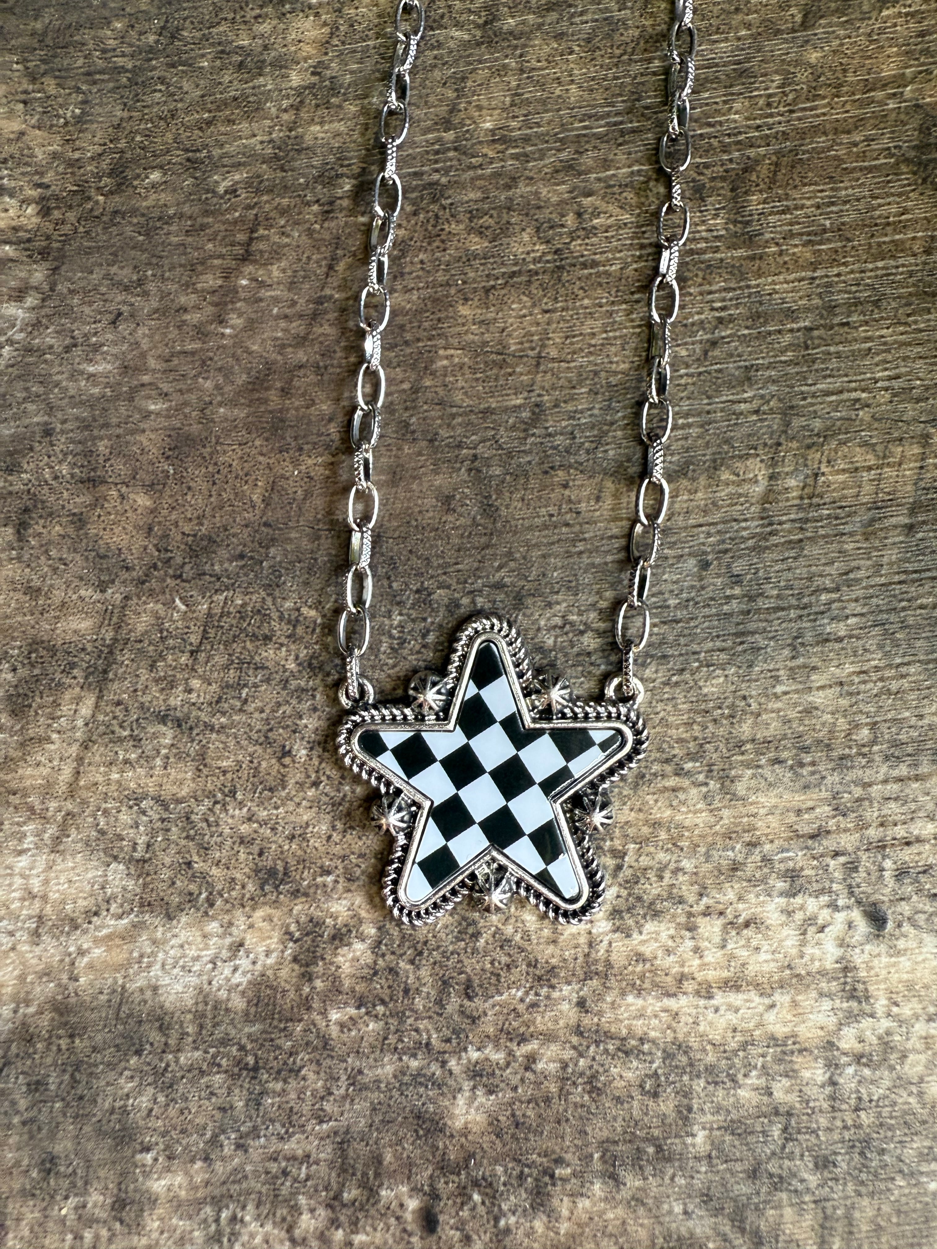 Checkered Star Necklace