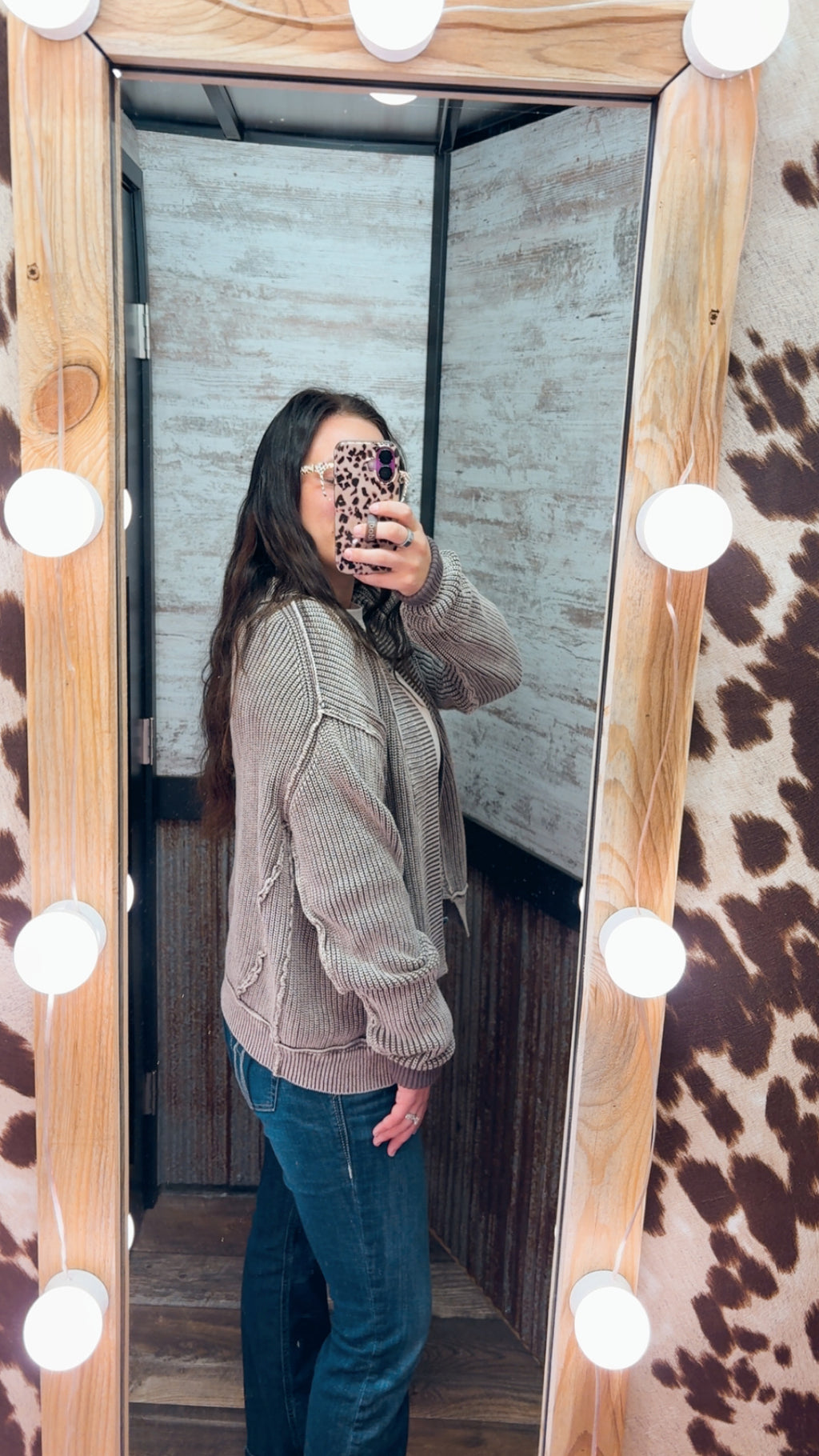 Washed dropped shoulder cardigan w side pockets