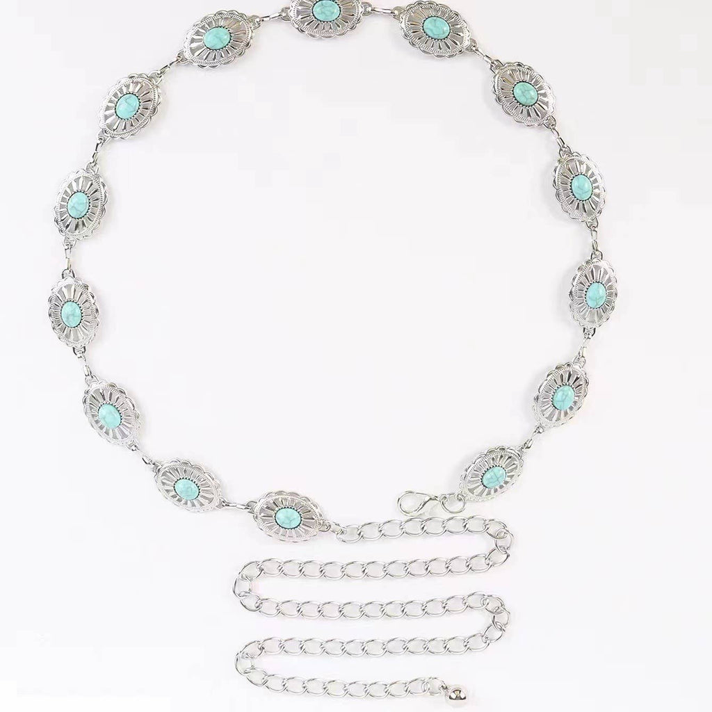 Vintage Bohemian Oval Turquoise Waist Chain