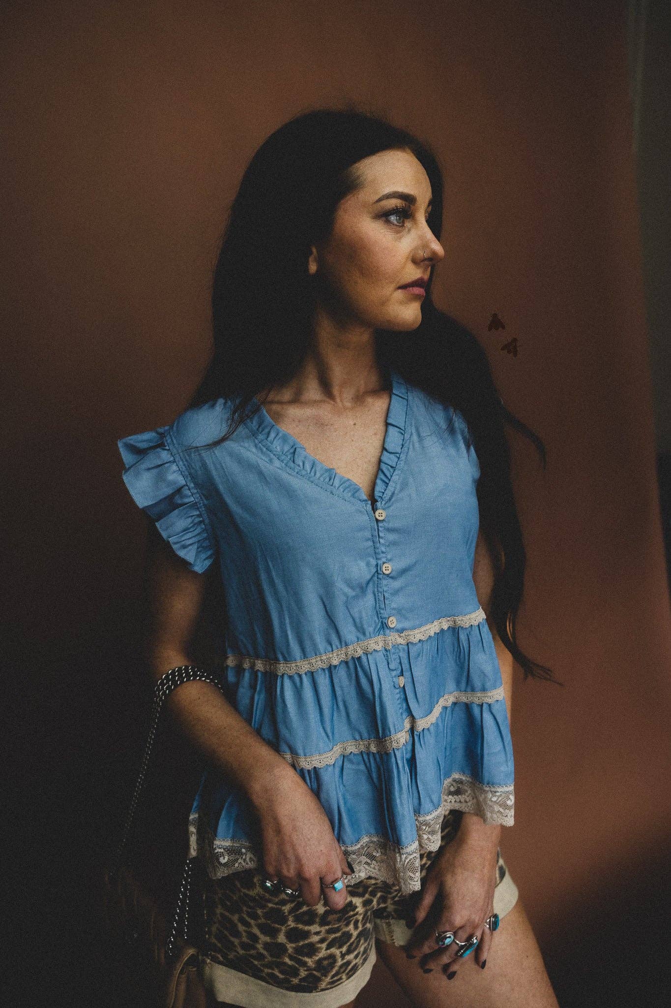 LACE *DENIM TOP