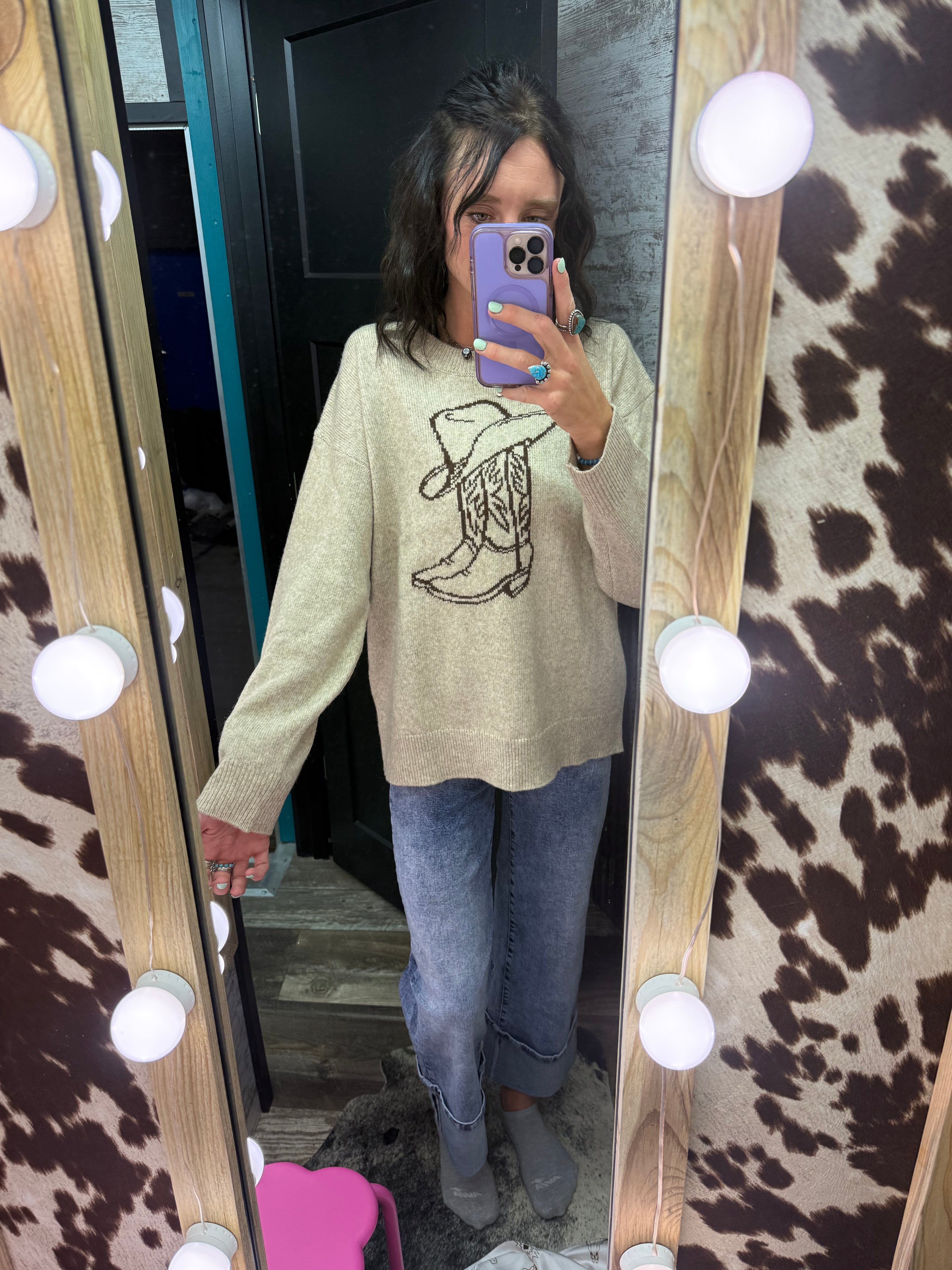 Cowboy Boot & Hat Sweater