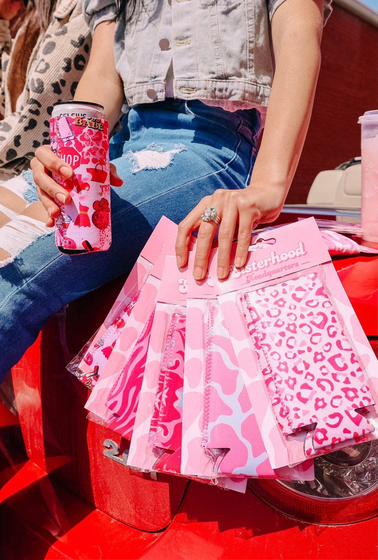 Pink Cheetah Print Tall Coozie 2-Pack