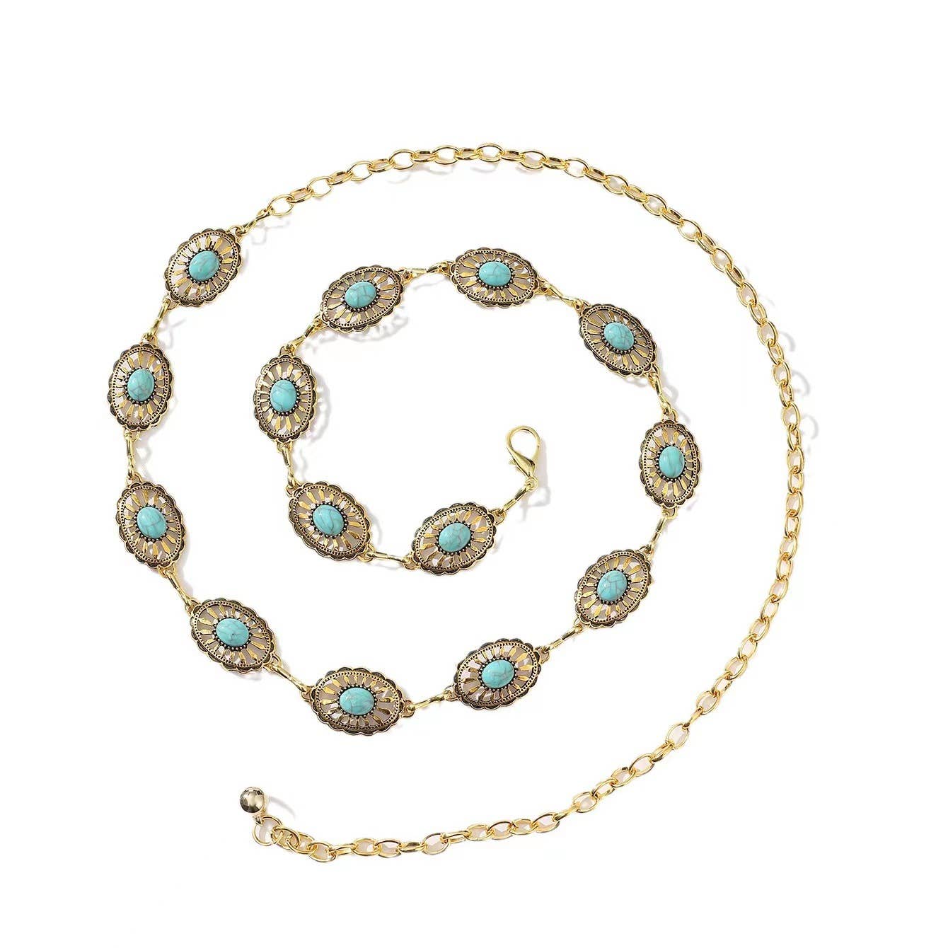 Vintage Bohemian Oval Turquoise Waist Chain