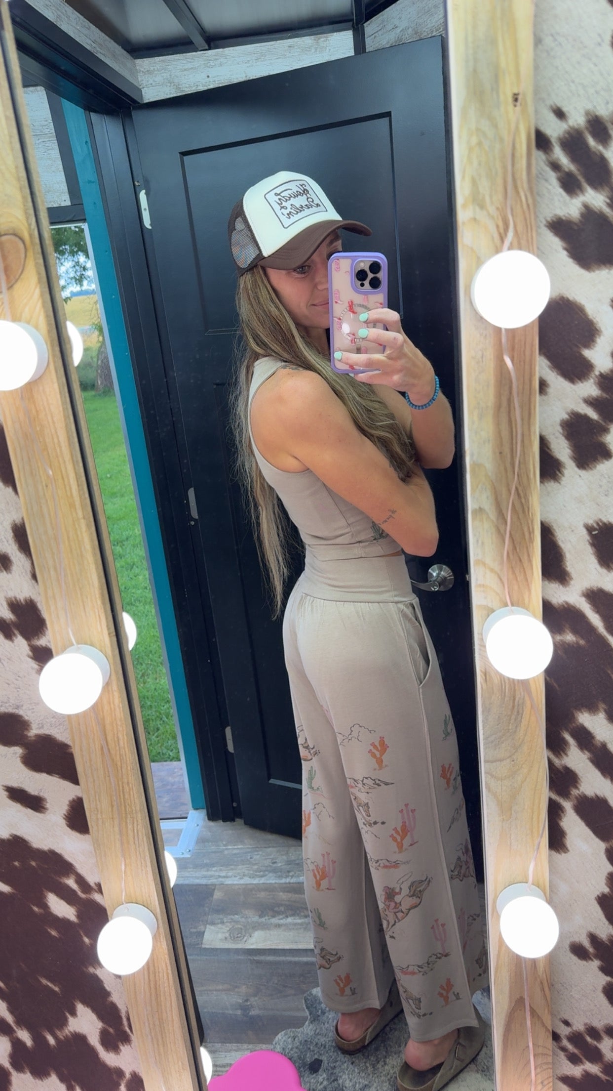 Cowgirl crop tank top and maximized pants set