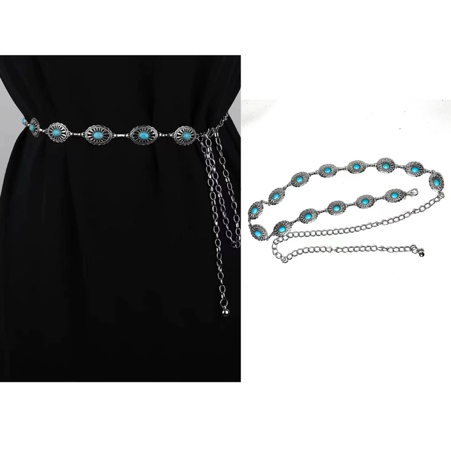 Vintage Bohemian Oval Turquoise Waist Chain