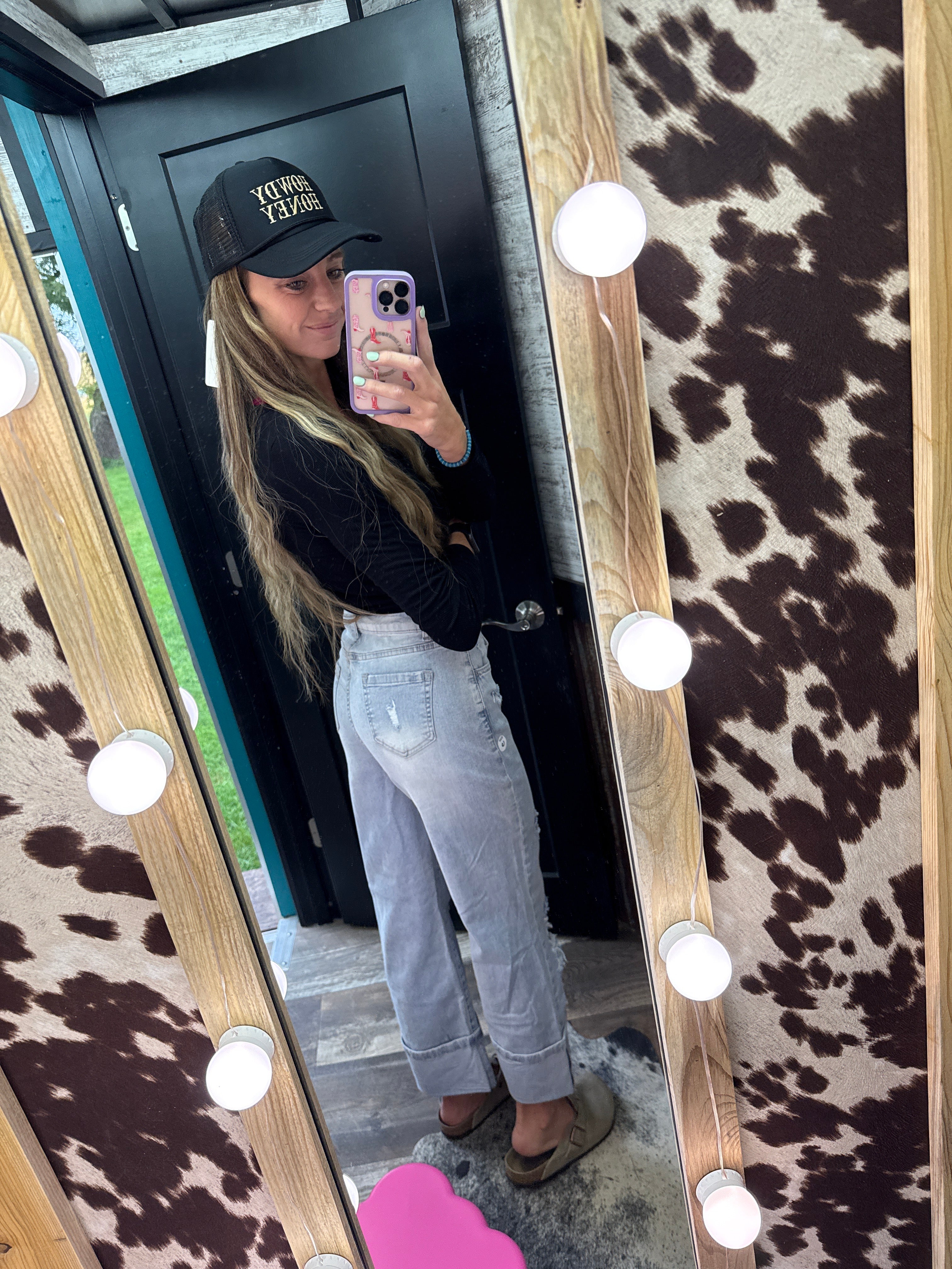 Light Wash Distressed Flare Jeans