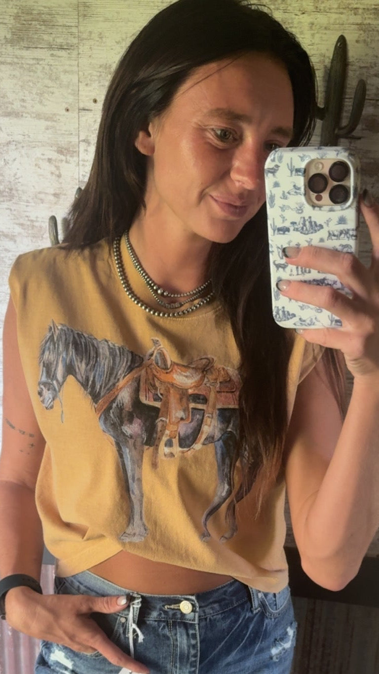 Blackjack- Muscle Tank (Faded Mustard)