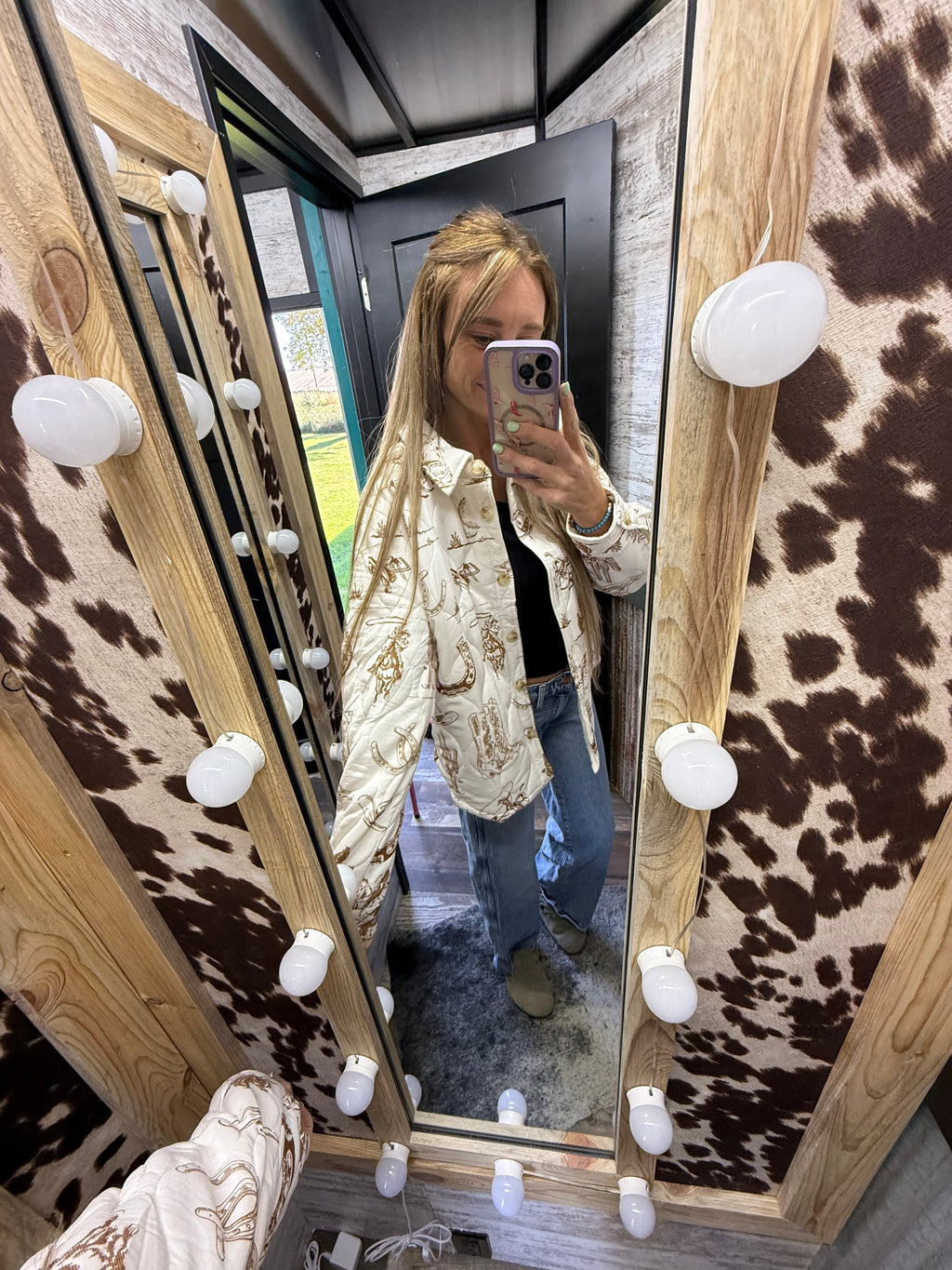 Western Printed Quilted Shacket