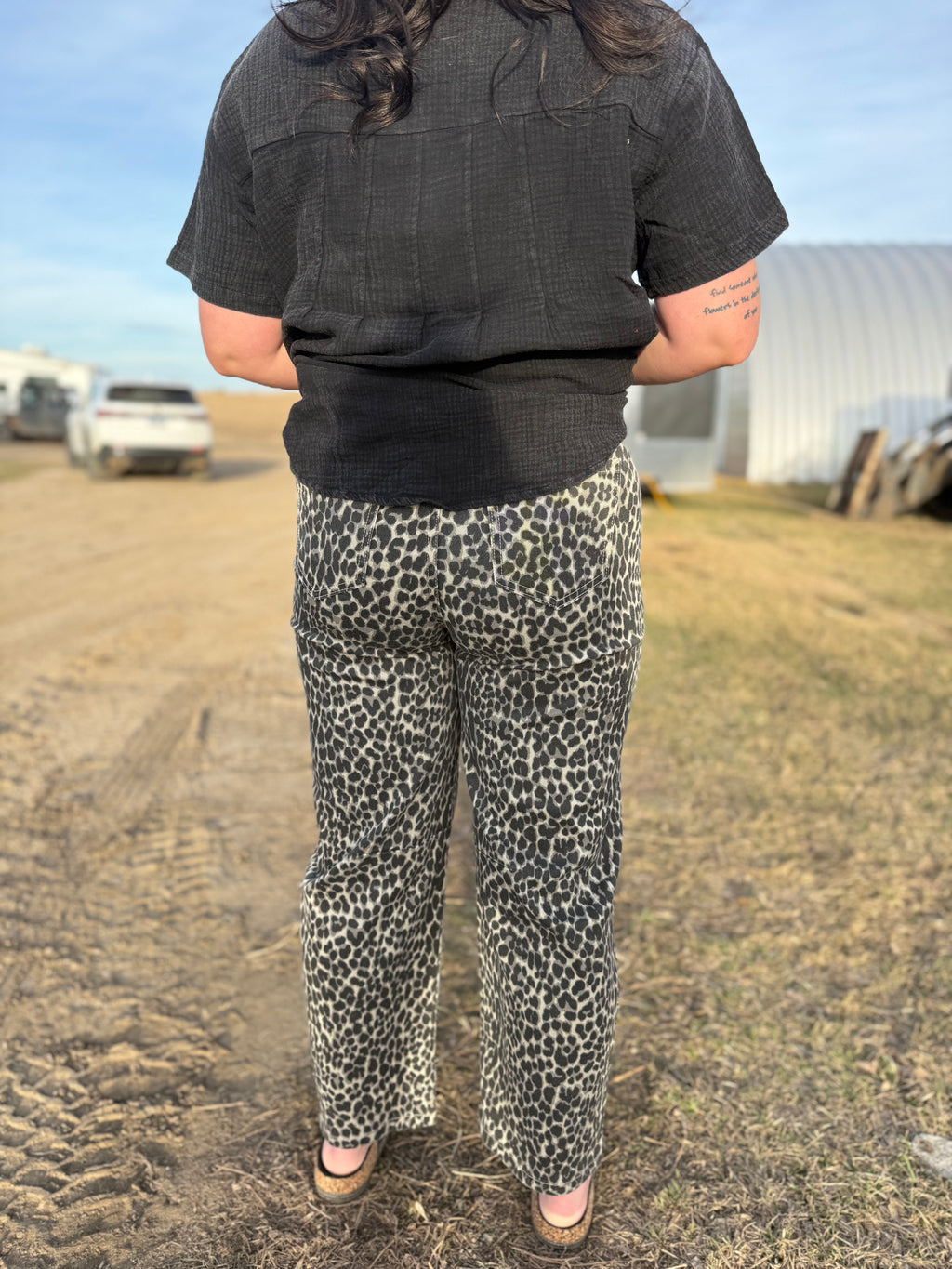 Leopard Print Barrel Jeans