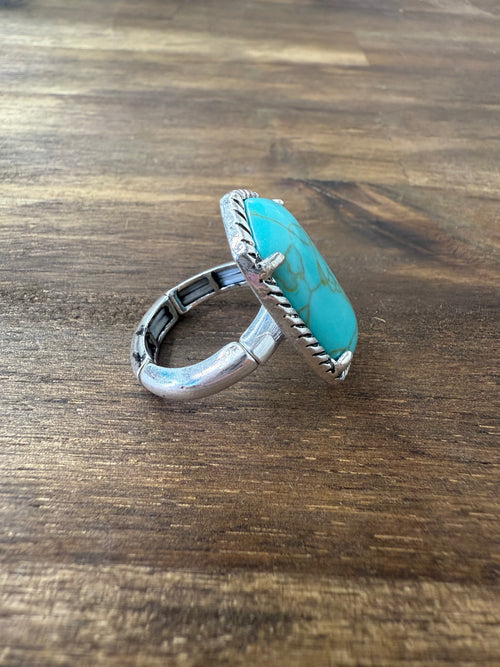Adjustable Single Turquoise Stone Ring