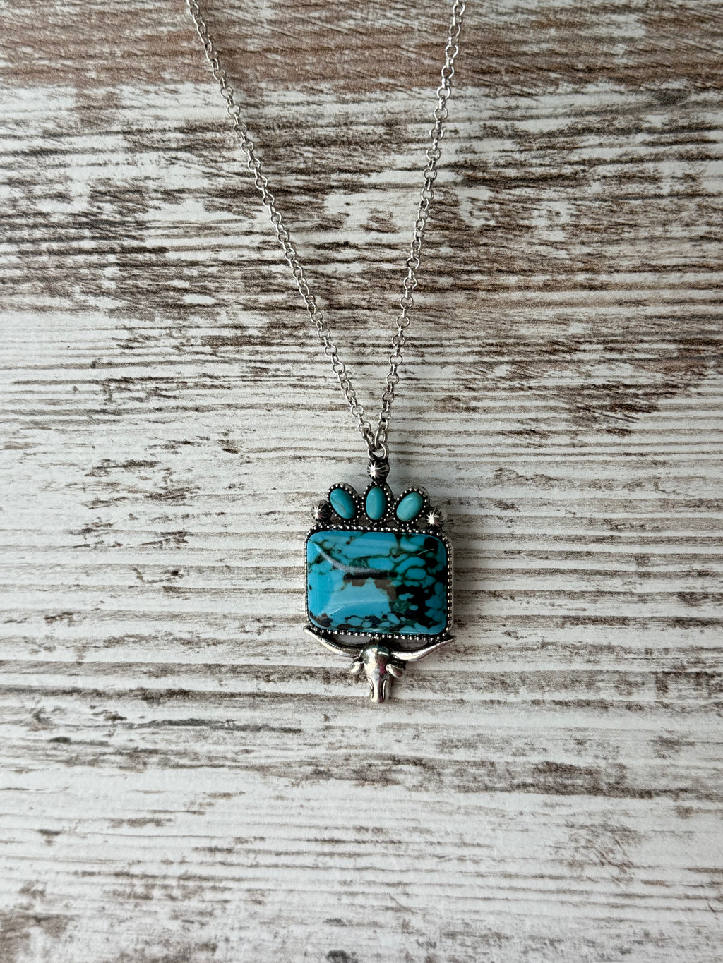Longhorn Turquoise Cluster Necklace