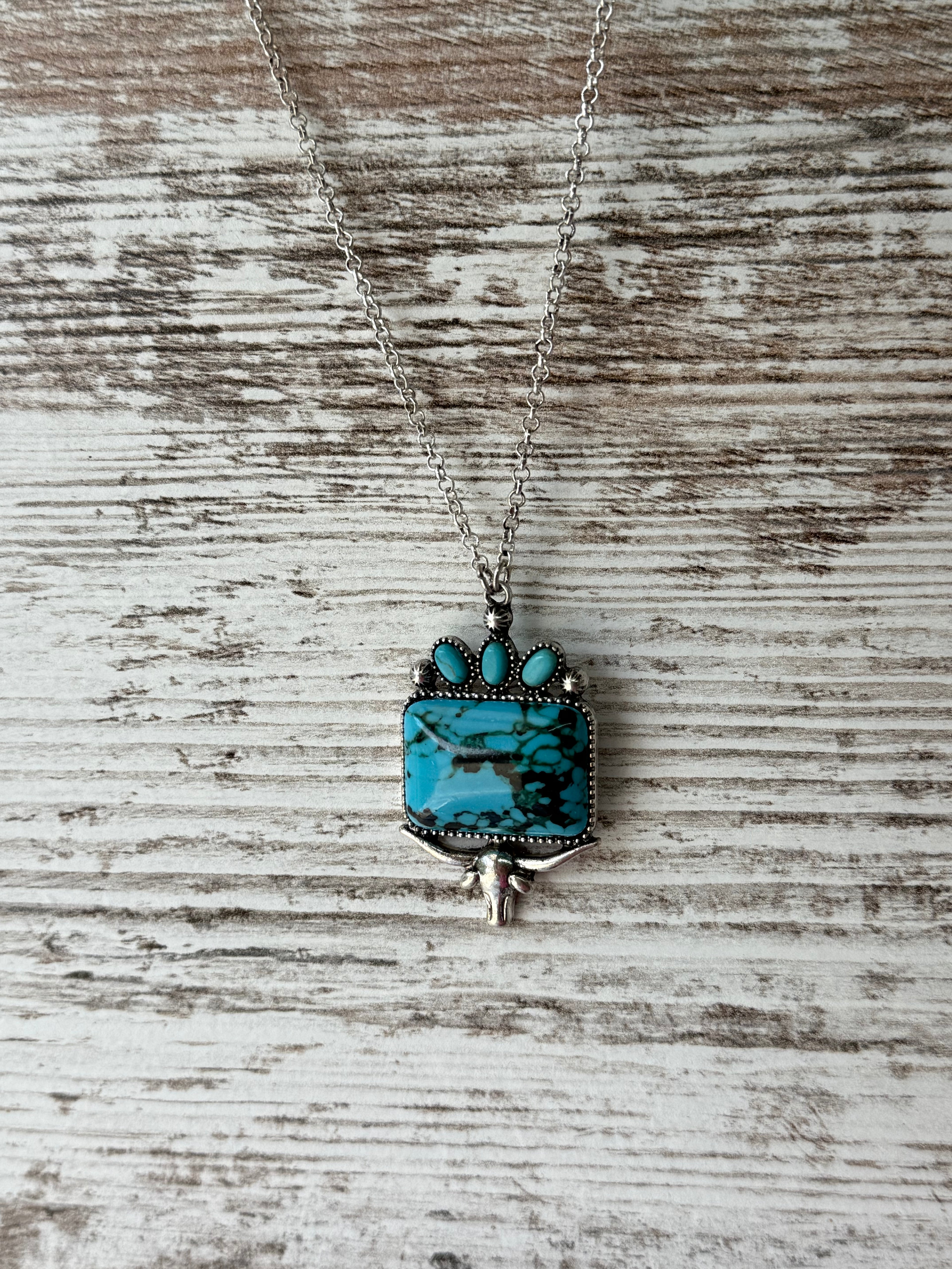 Longhorn Turquoise Cluster Necklace