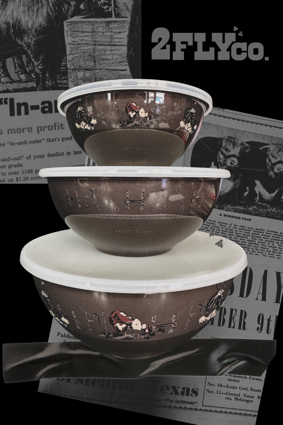 3 piece western bowl set