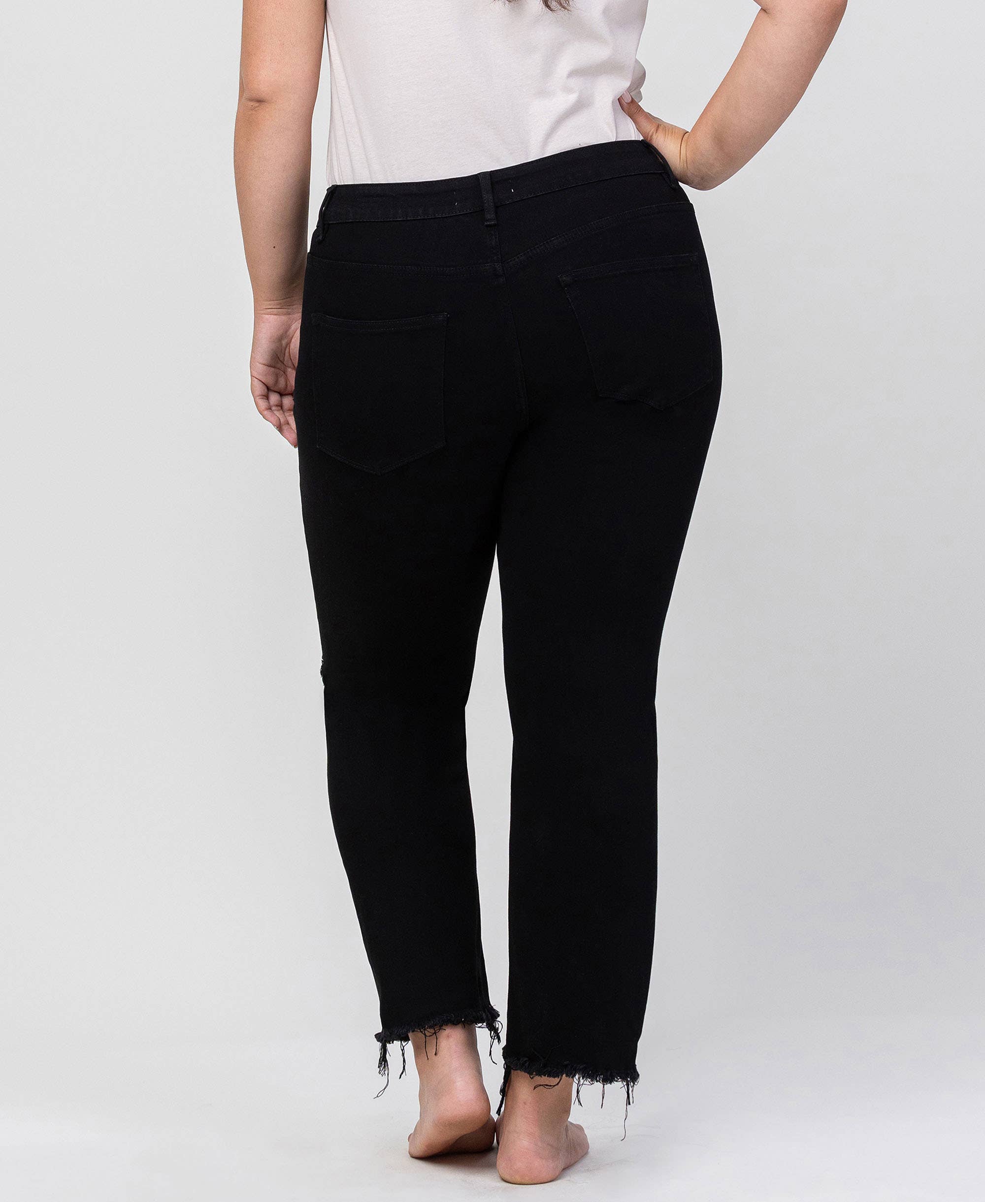 High rise straight with raw hem