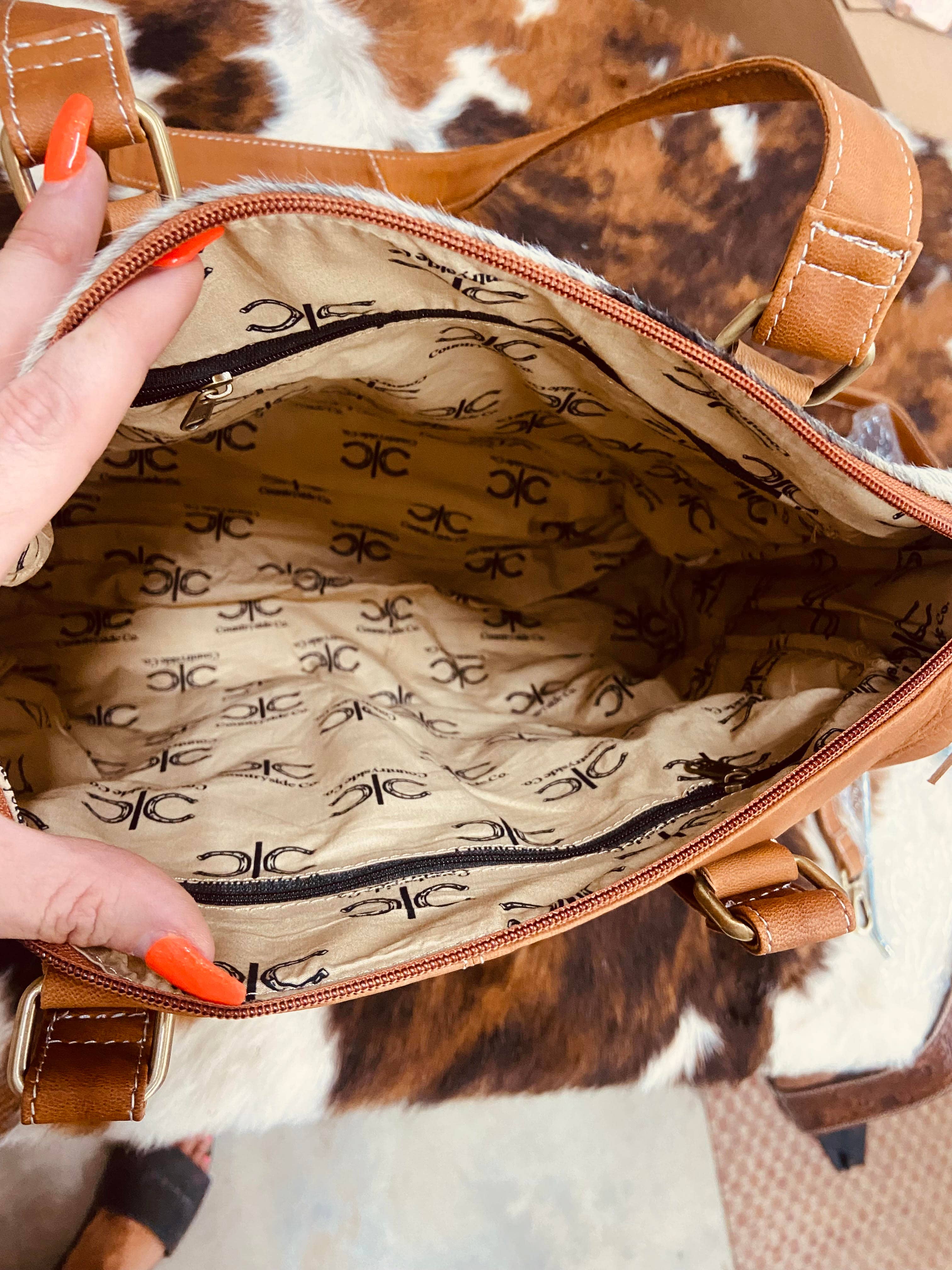 Tooled/ Leather Cowhide Bag