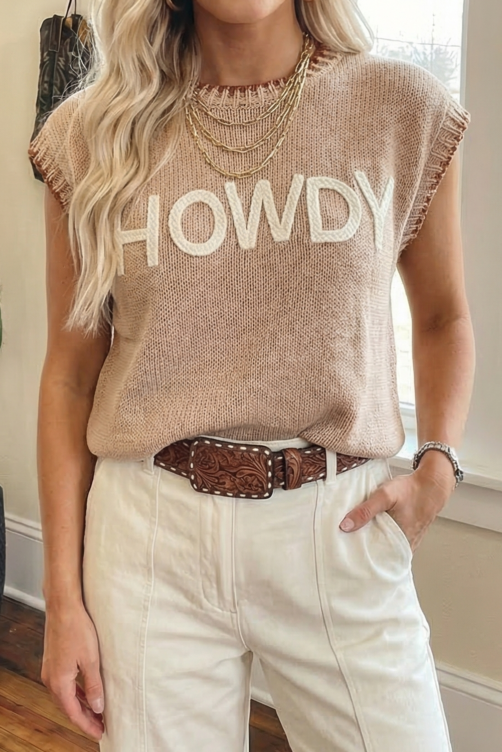 HOWDY Embroidered Graphic Top