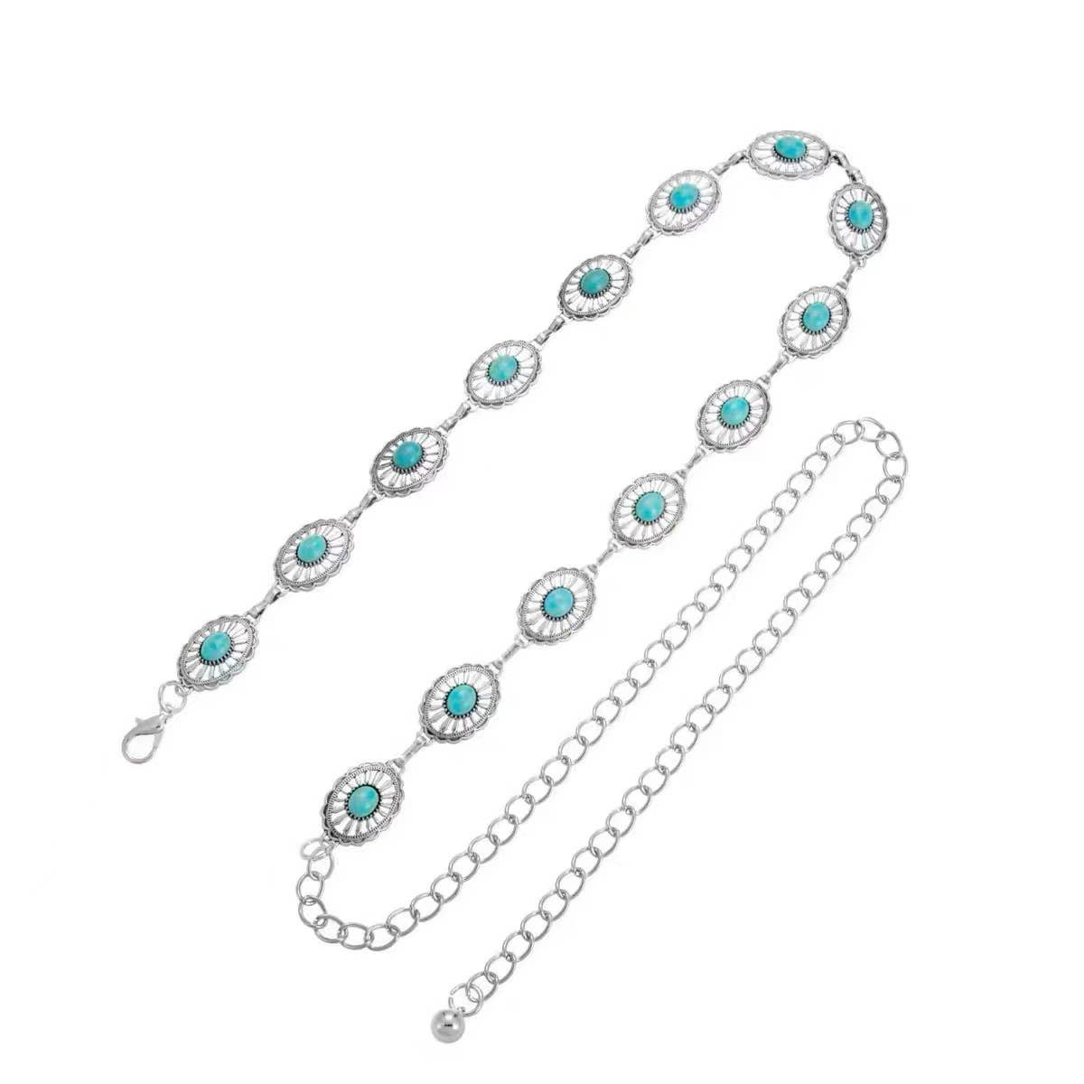 Vintage Bohemian Oval Turquoise Waist Chain