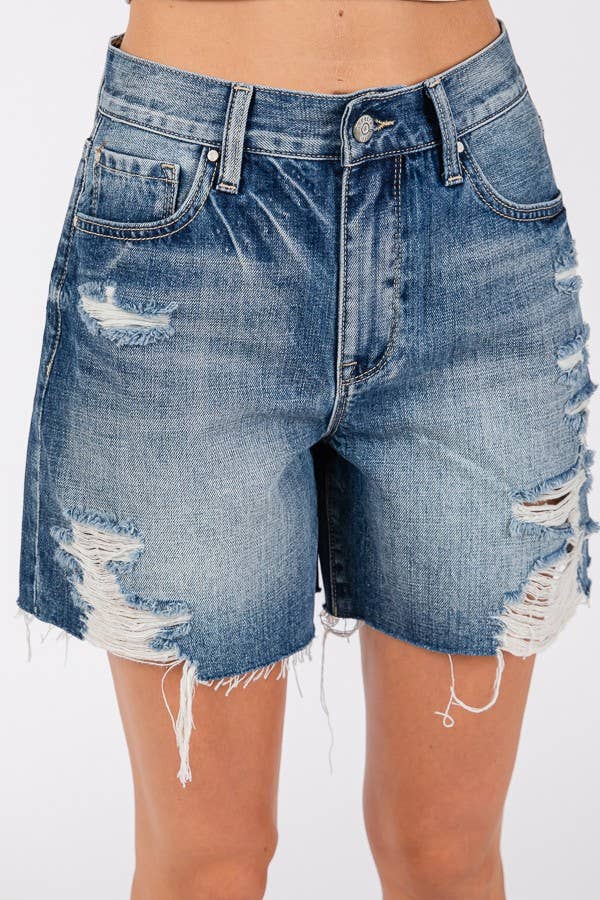 Midi short w/frayed hem