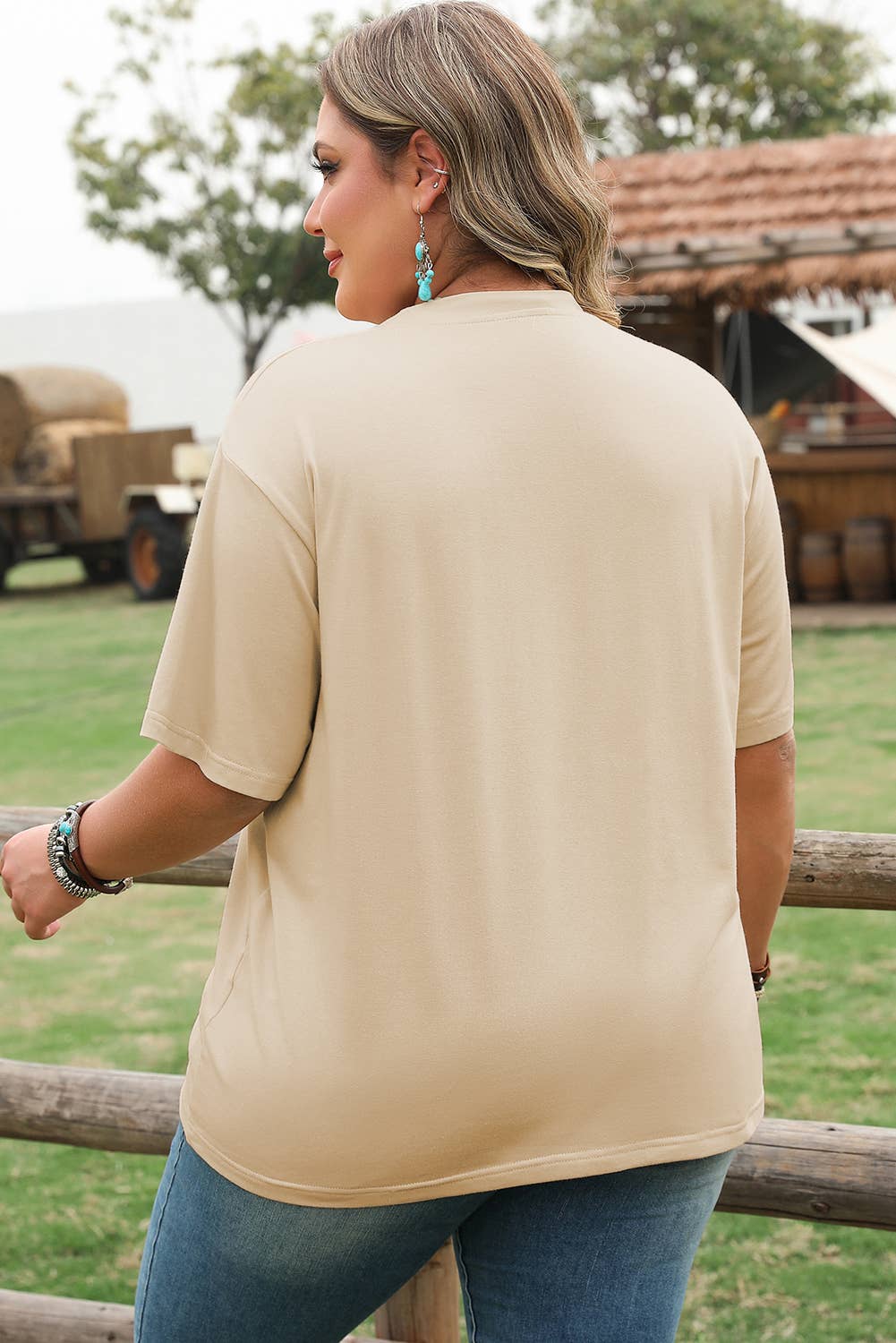 Plus Size Western Cactus Crewneck Summer Tee