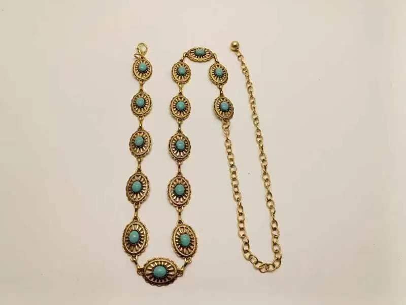 Vintage Bohemian Oval Turquoise Waist Chain